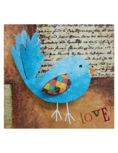 Cuadro 3d vintage pajarito