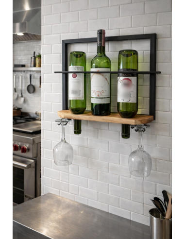 Portavinos en metal y madera - Vinea...